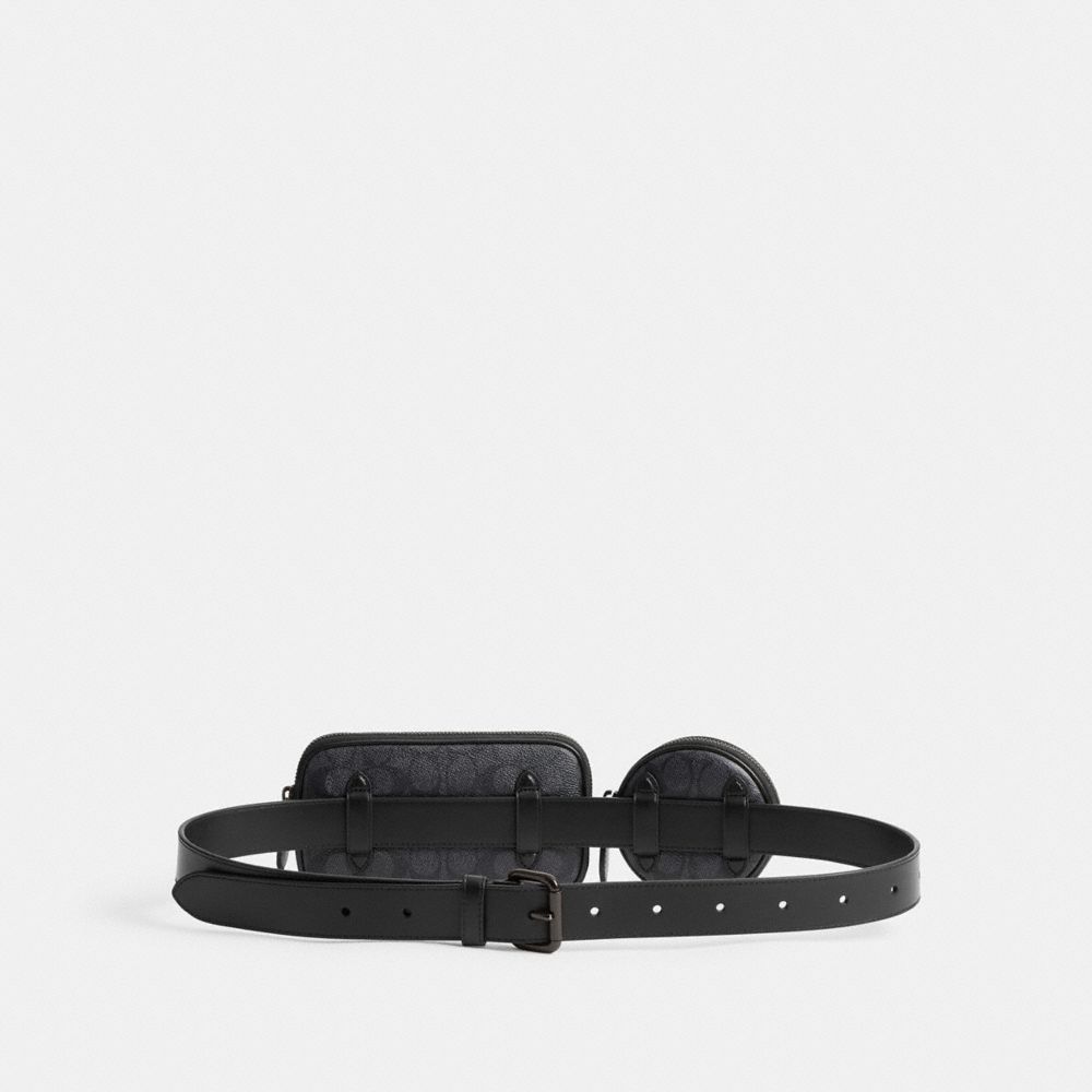 Men Coach Multi Pouch Belt In Signature Belt Bags Black | CA_CH95851