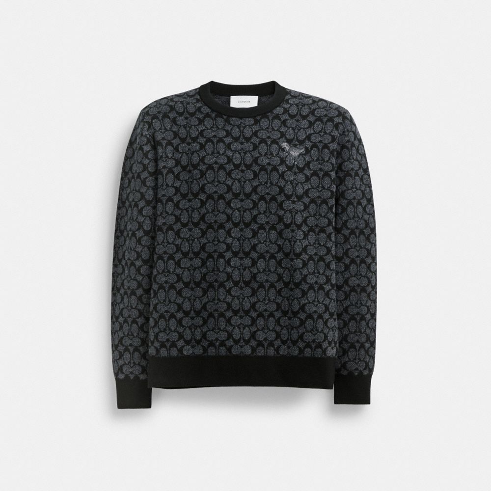 Men Coach Rexy Signature Sweaters Black | CA_CH10538