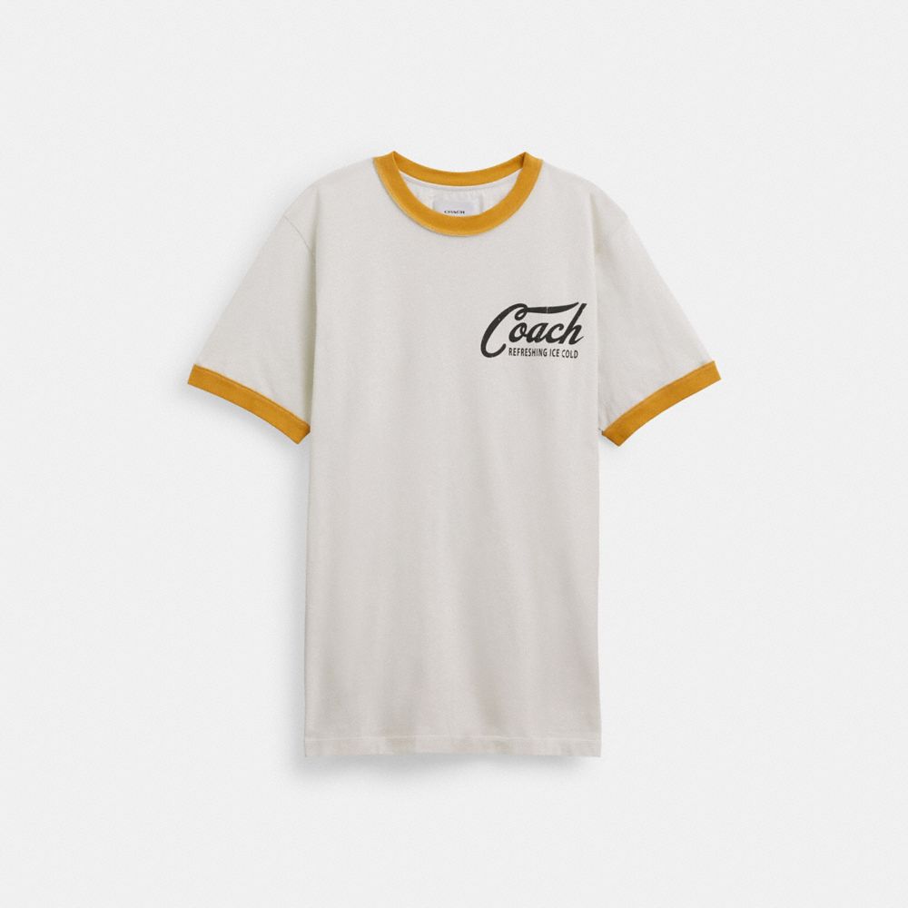 Men Coach Ringer T Shirts White | CA_CH57915