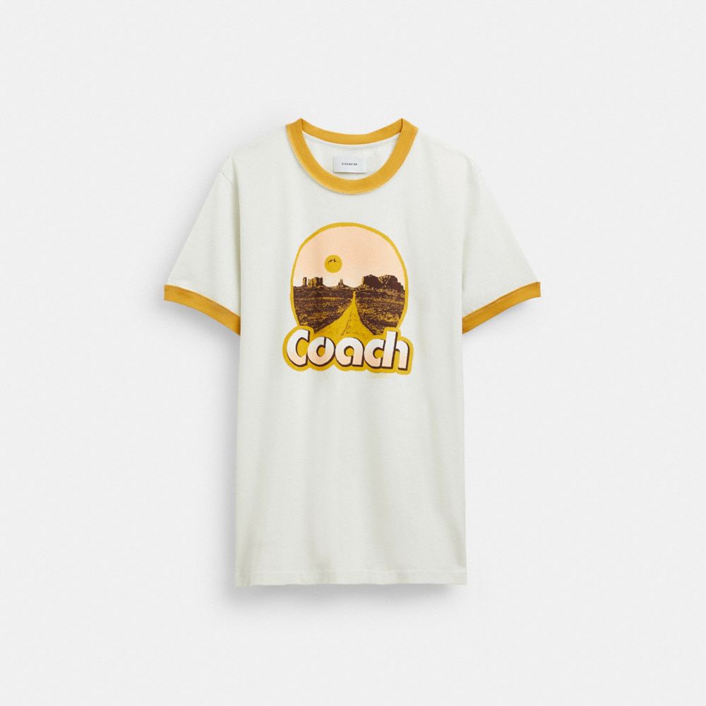 Men Coach Roadside Ringer T Shirts White | CA_CH79407