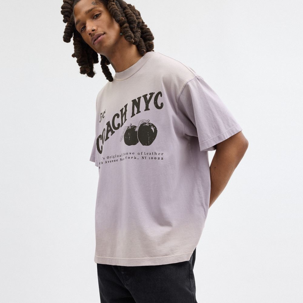 Men Coach Signature Apple T Shirts Purple | CA_CH49451