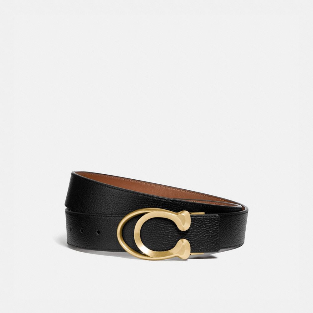 Men Coach Signature Buckle Belt 38 Mm Belts Black | CA_CH84944