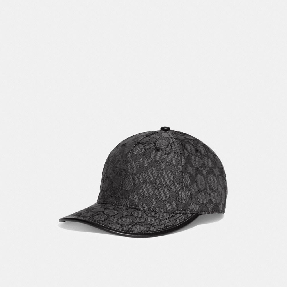 Men Coach Signature Jacquard Baseball Hats Grey | CA_CH33852