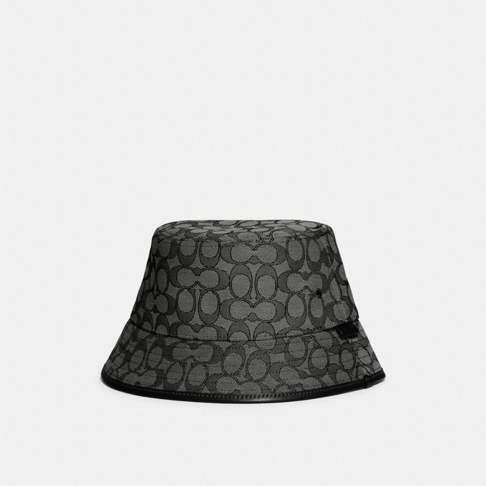 Men Coach Signature Jacquard Bucket Hats Grey | CA_CH22450