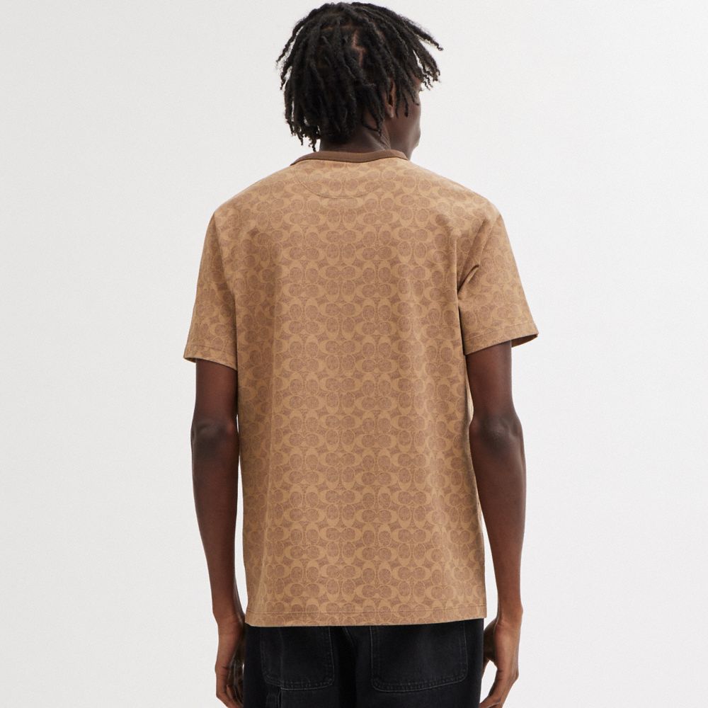 Men Coach Signature T Shirts Brown | CA_CH98469