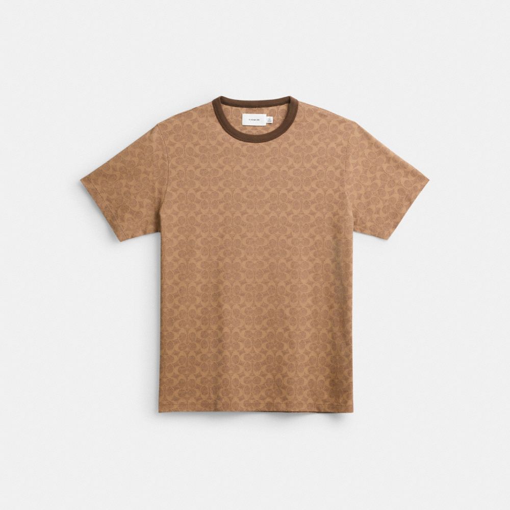 Men Coach Signature T Shirts Brown | CA_CH98469