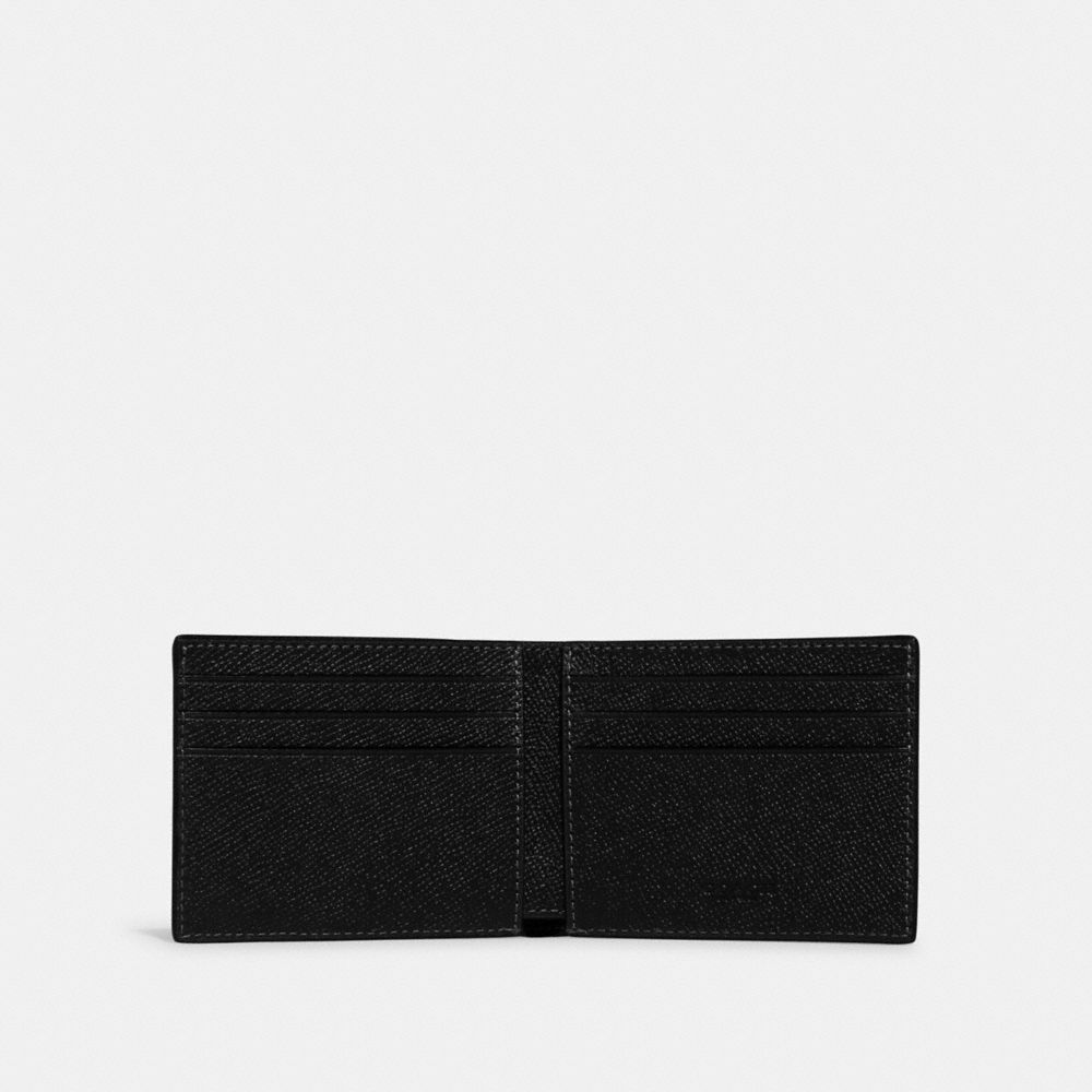 Men Coach Slim Billfold Wallet Crossgrain Leather Billfolds Black | CA_CH29126