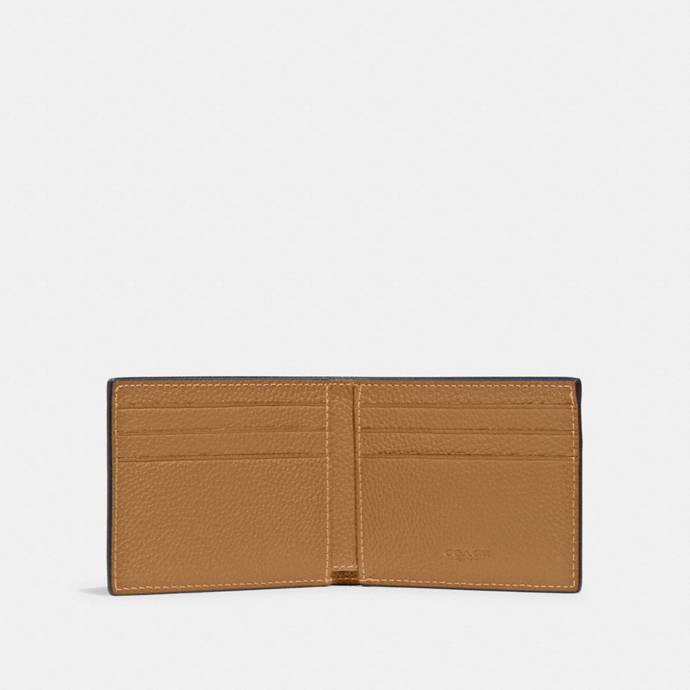 Men Coach Slim Billfold Wallet Polished Pebble Leather Billfolds White | CA_CH10569