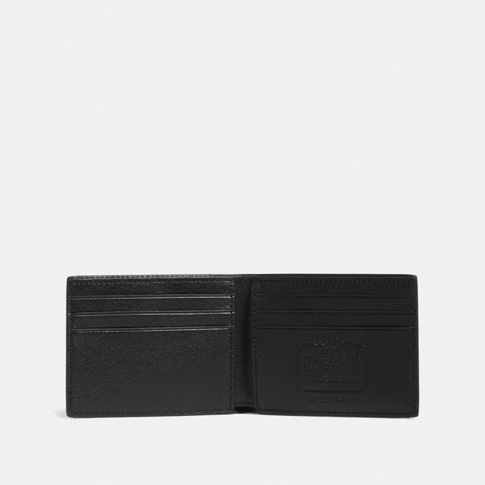 Men Coach Slim Billfold Wallet Sport Calf Leather Billfolds Black | CA_CH84000