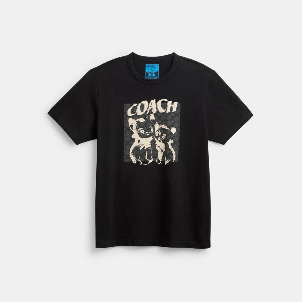 Men Coach The Lil Nas X Drop Signature Cats T Shirts Black | CA_CH97687