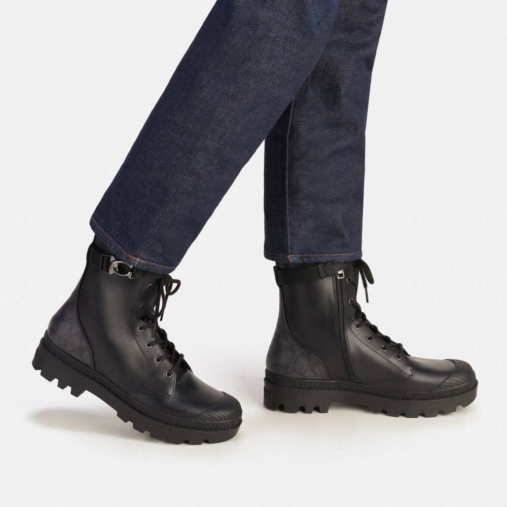 Men Coach Tucker With Signature Boots Black | CA_CH29933