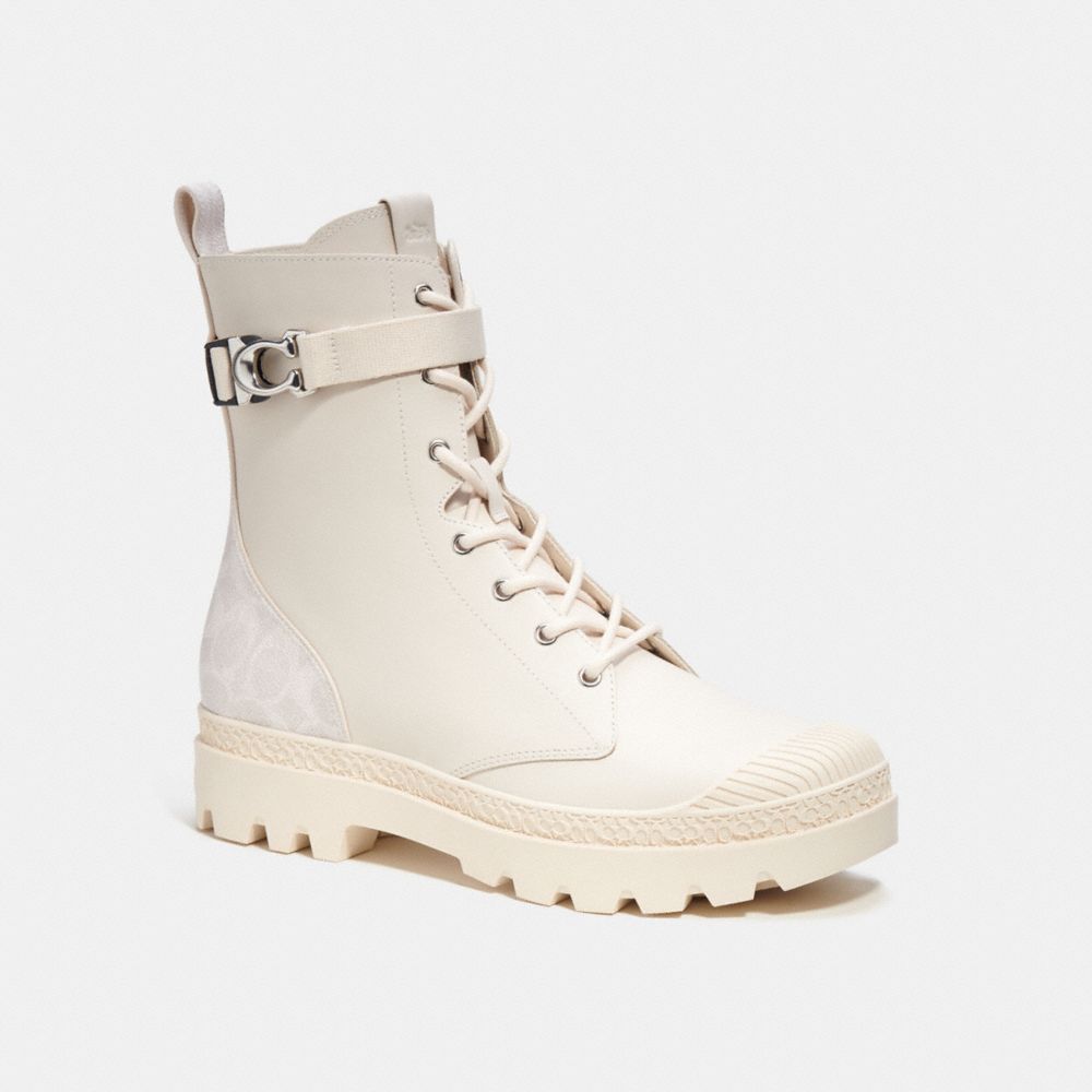 Men Coach Tucker With Signature Canvas Chalk Boots White | CA_CH84034