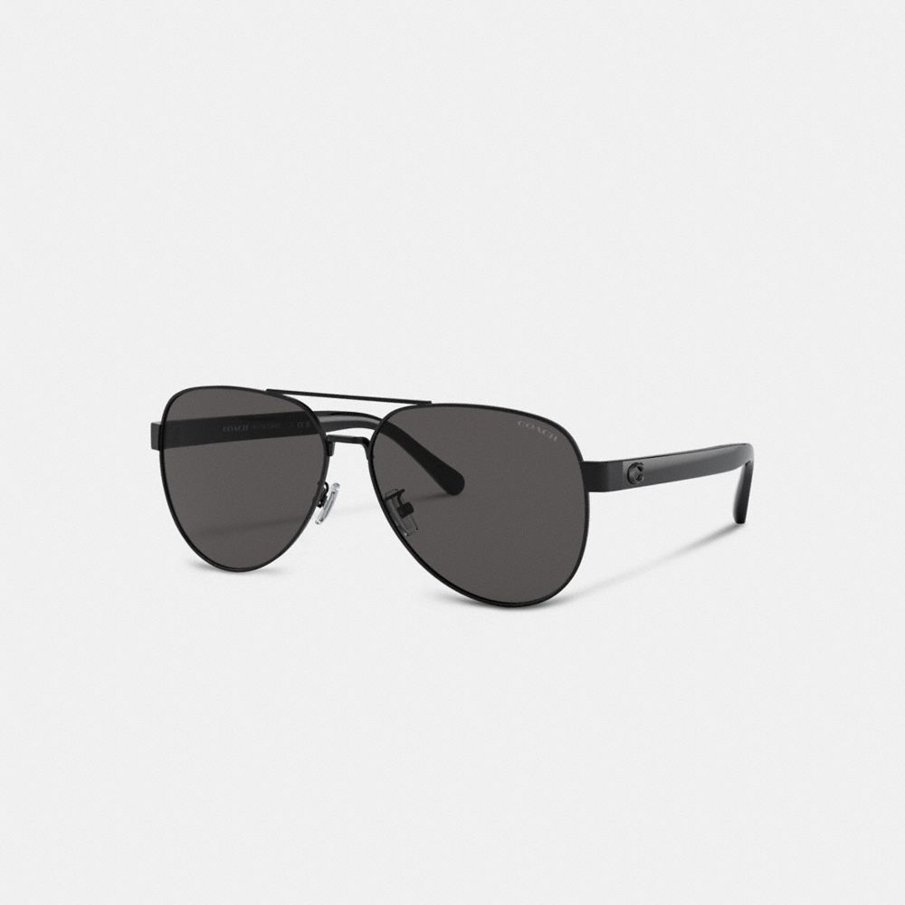 Men Coach Wire Frame Pilot Sunglasses Black | CA_CH38768