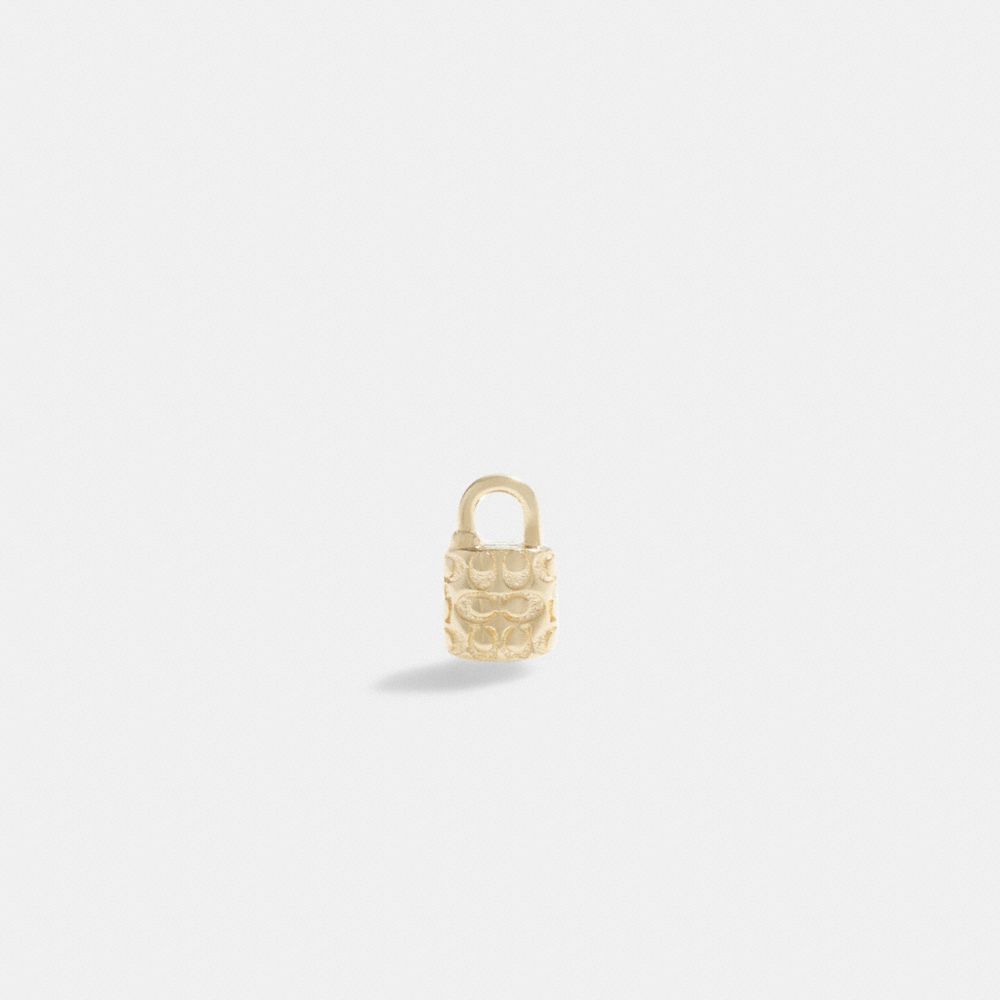 Women Coach 14 K Quilted Signature Padlock Single Stud Earrings Gold | CA_CH28326