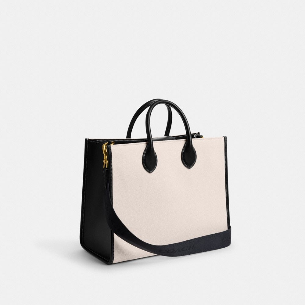 Women Coach Ace 35 Brass Tote Bag White | CA_CH36943