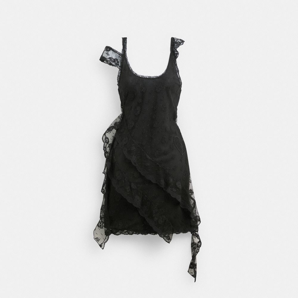 Women Coach All Over Lace Mini Dress Black | CA_CH77680