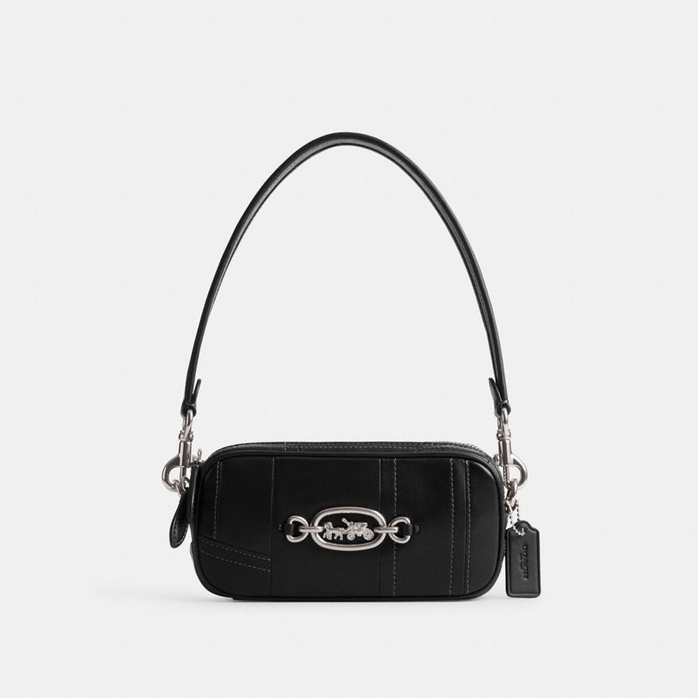 Women Coach Avery In Patchwork Shoulder Bags Silver / Black | CA_CH67267