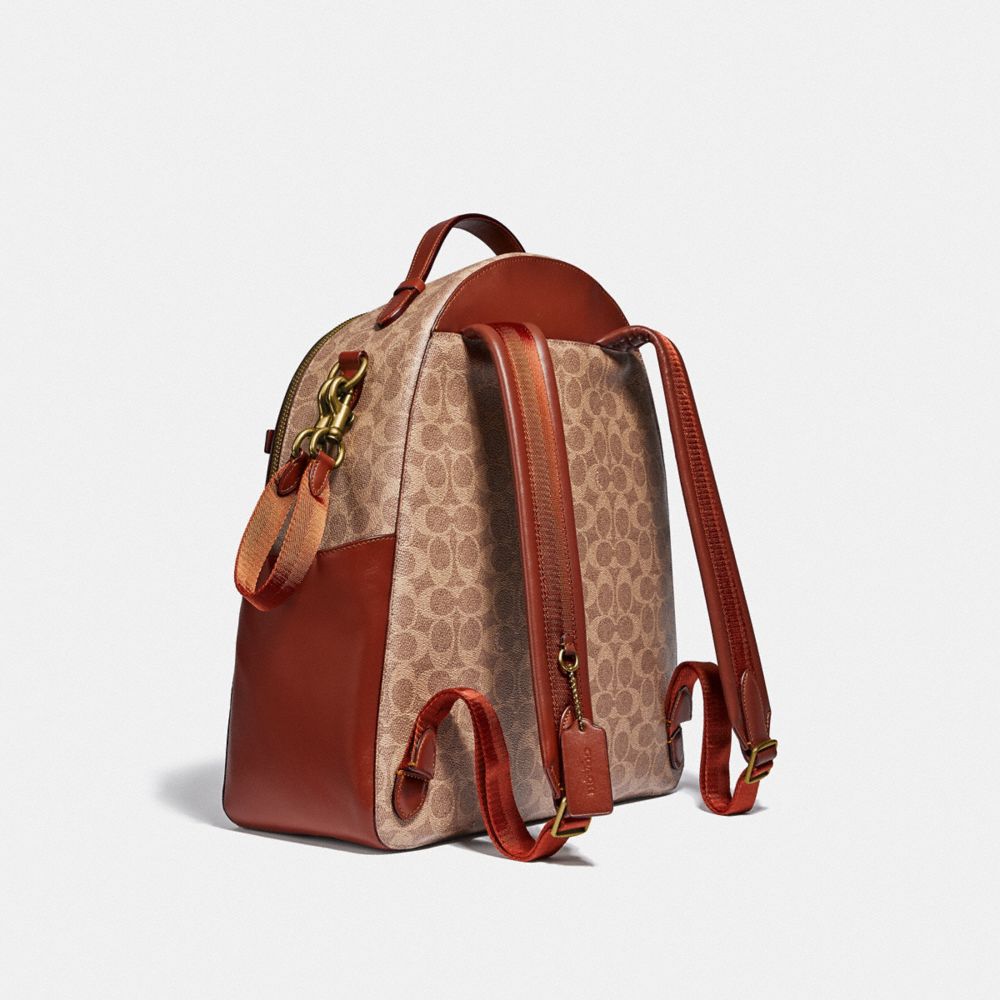 Women Coach Baby In Signature Canvas Brass Backpacks Brown / Red | CA_CH80037