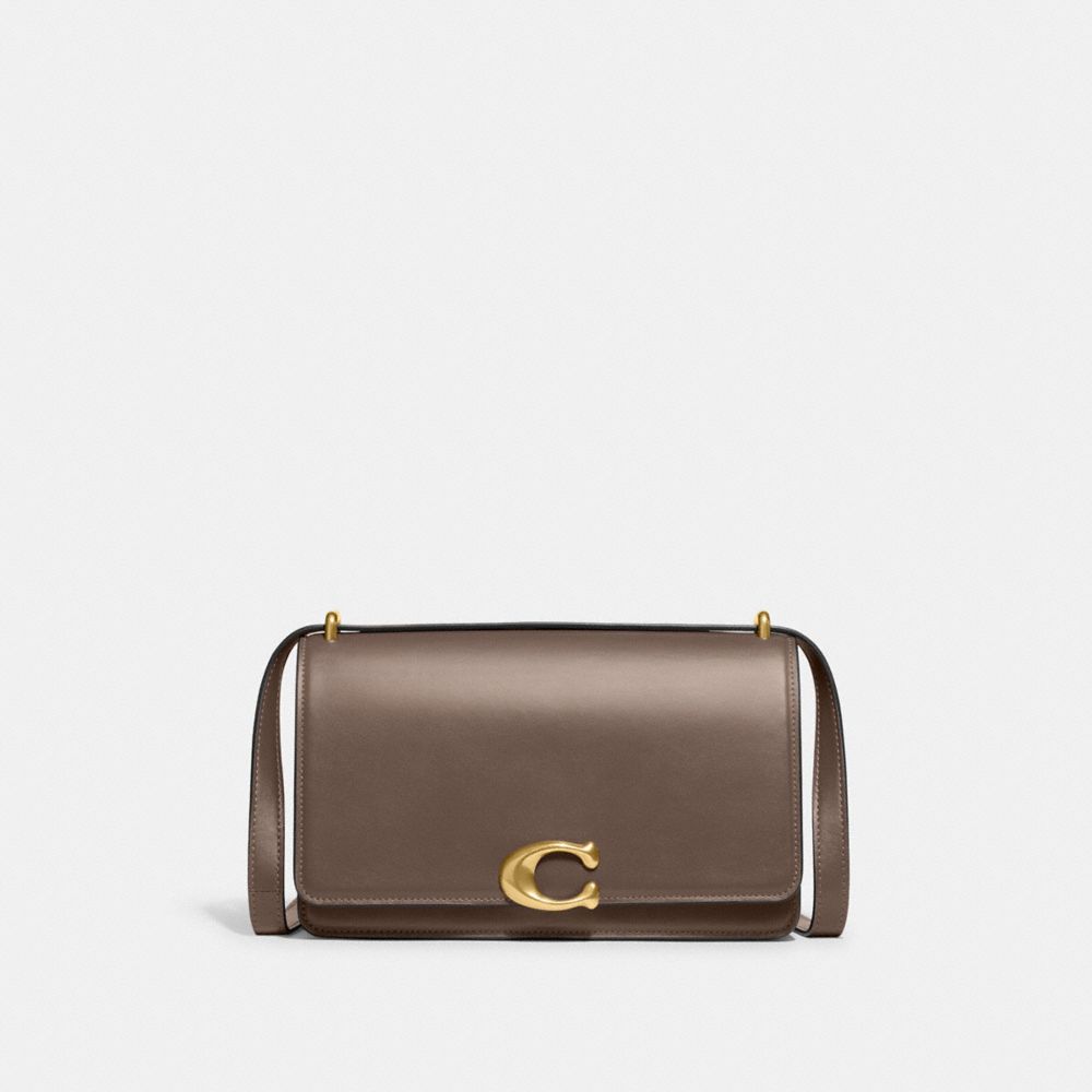 Women Coach Bandit Brass Shoulder Bags Dark Grey | CA_CH83112