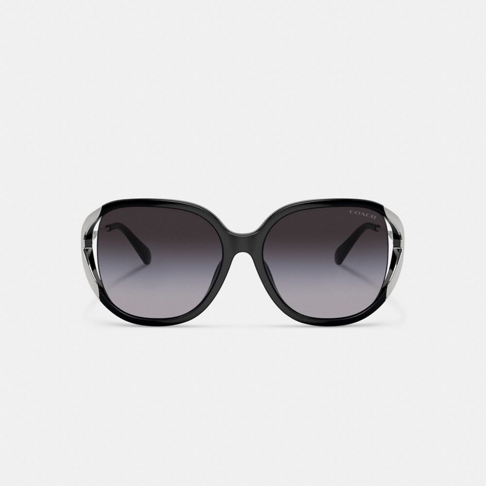 Women Coach Bandit Oversized Square Sunglasses Black / Silver | CA_CH80042