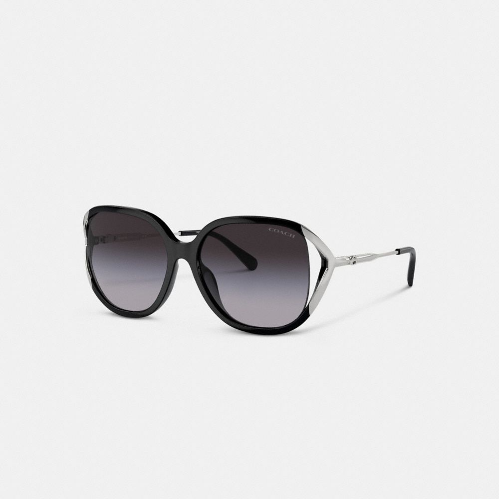 Women Coach Bandit Oversized Square Sunglasses Black / Silver | CA_CH80042