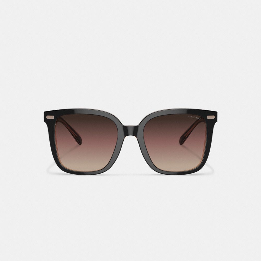 Women Coach Beveled Signature Oversized Square Sunglasses Black / Pink | CA_CH57316