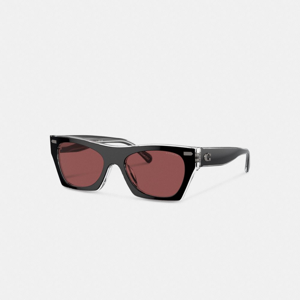 Women Coach Beveled Signature Square & Clear Sunglasses Black | CA_CH81491