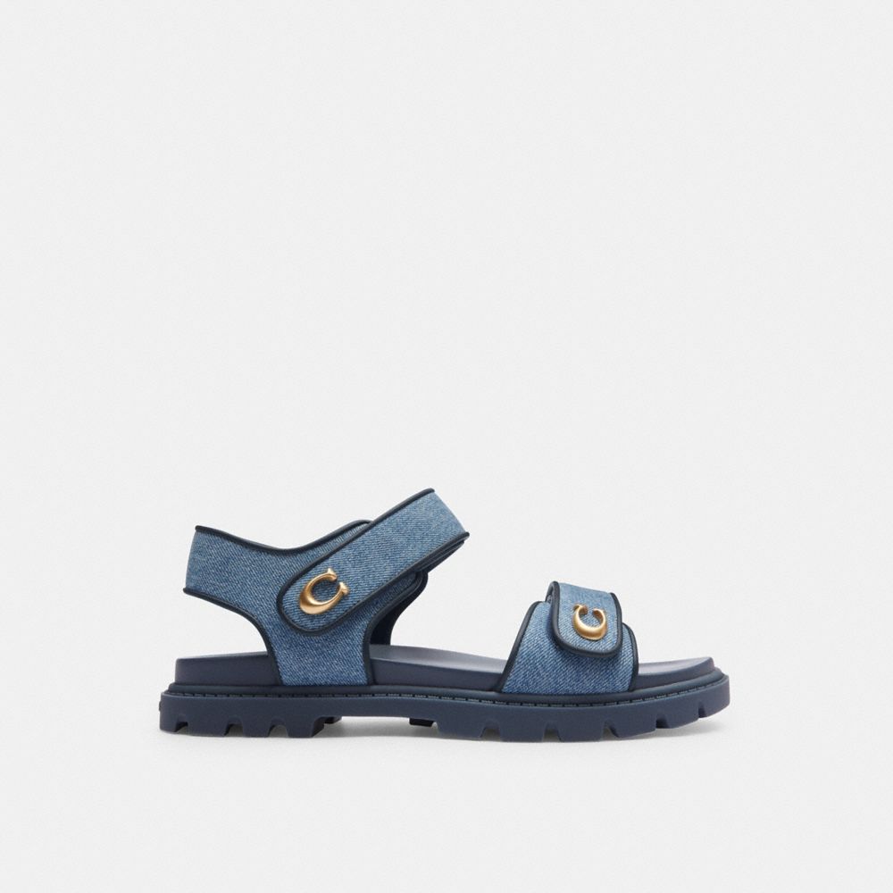 Women Coach Brynn Indigo Denim Sandals Indigo Blue | CA_CH20168