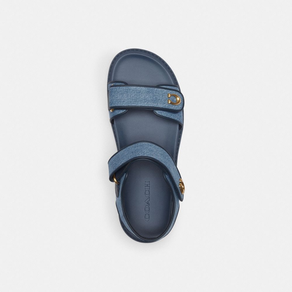 Women Coach Brynn Indigo Denim Sandals Indigo Blue | CA_CH20168