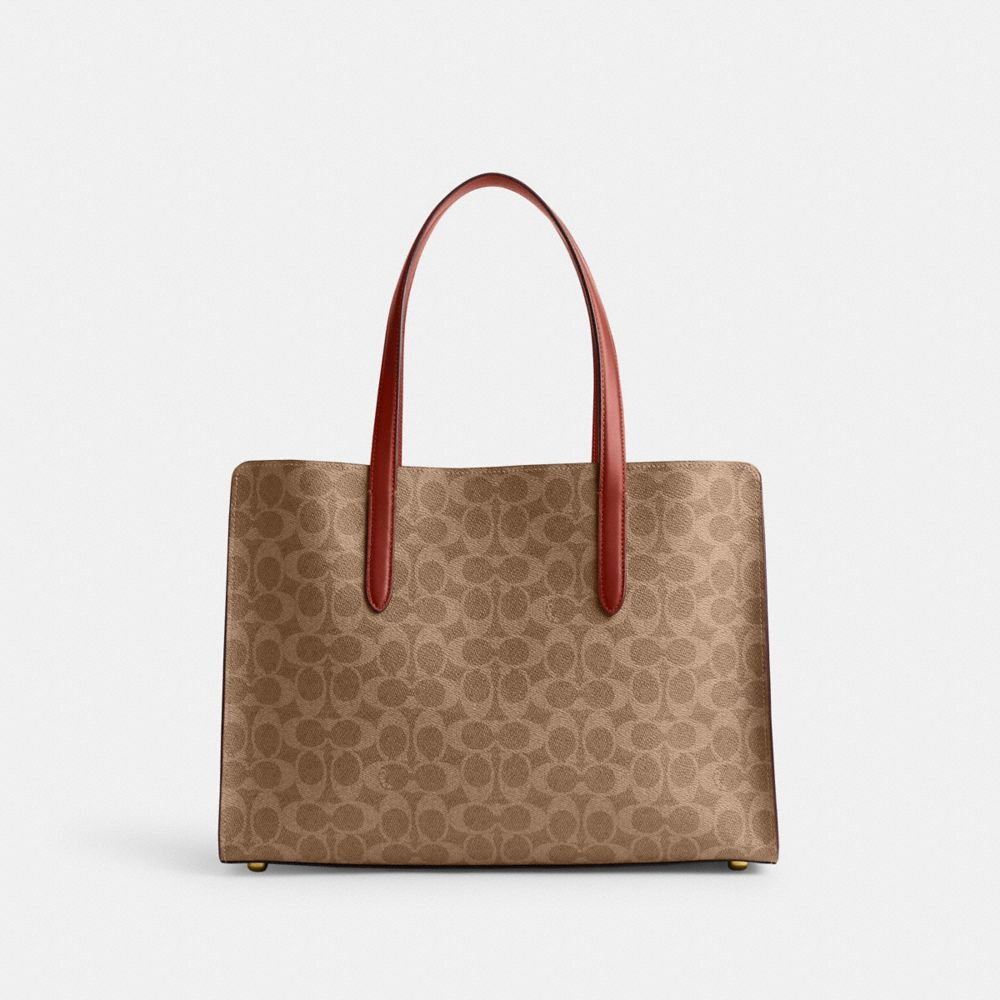 Women Coach Carter In Signature Handbag Brown / Red | CA_CH29106