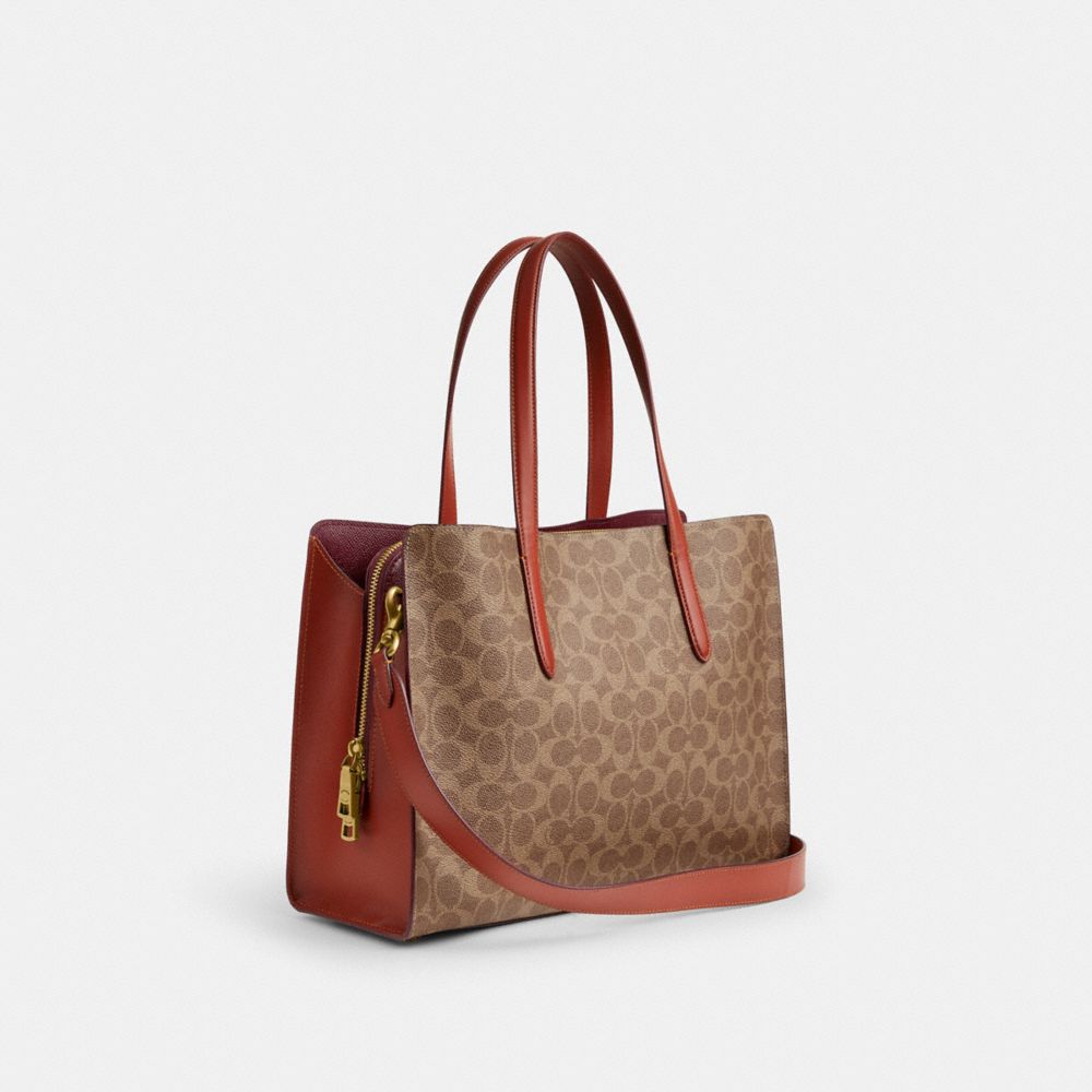 Women Coach Carter In Signature Handbag Brown / Red | CA_CH29106