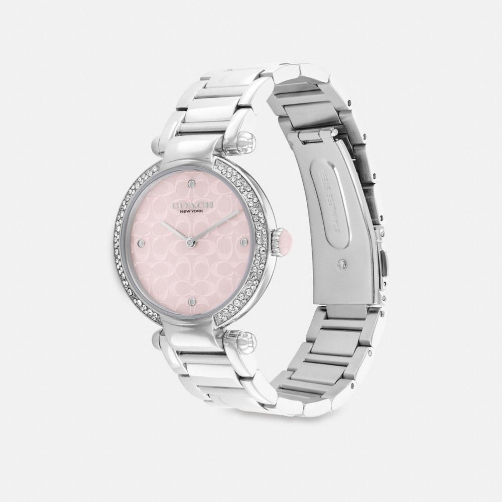 Women Coach Cary 34 Mm Stainless Steel Watches Grey / Pink | CA_CH69267