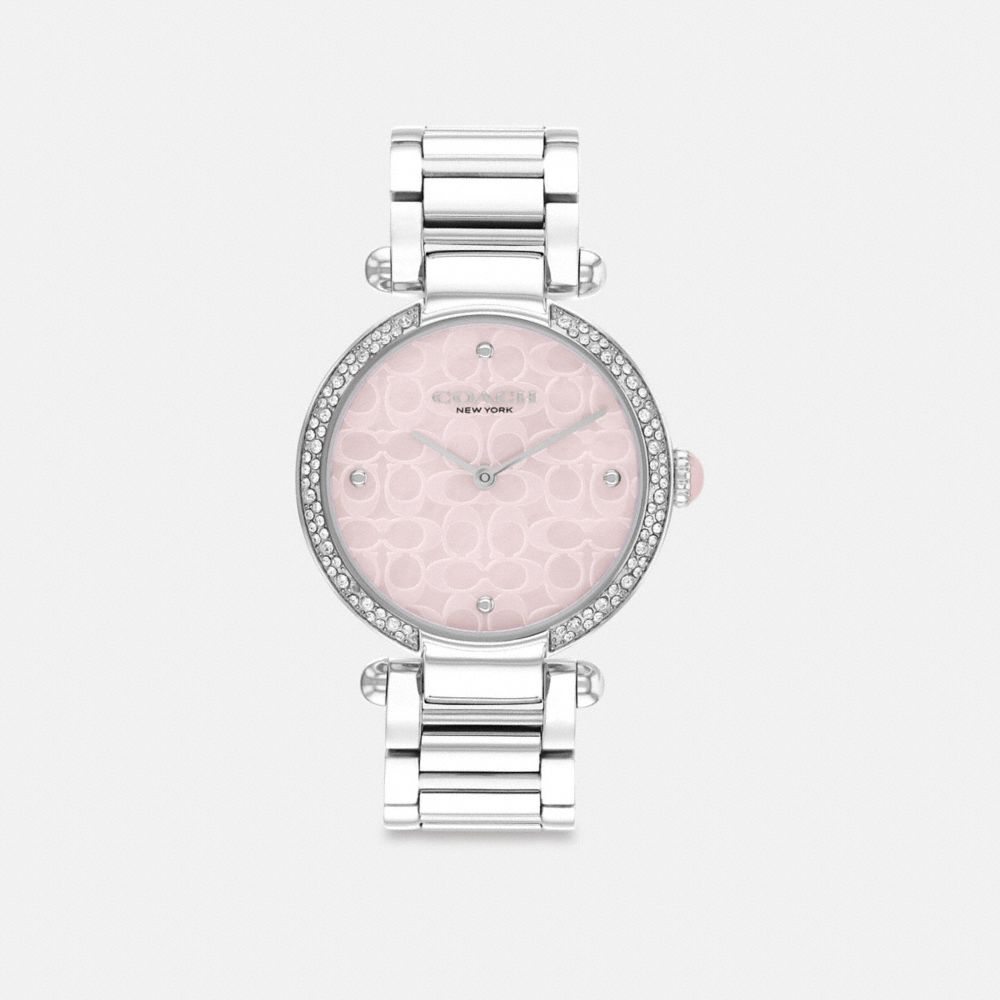 Women Coach Cary 34 Mm Stainless Steel Watches Grey / Pink | CA_CH69267