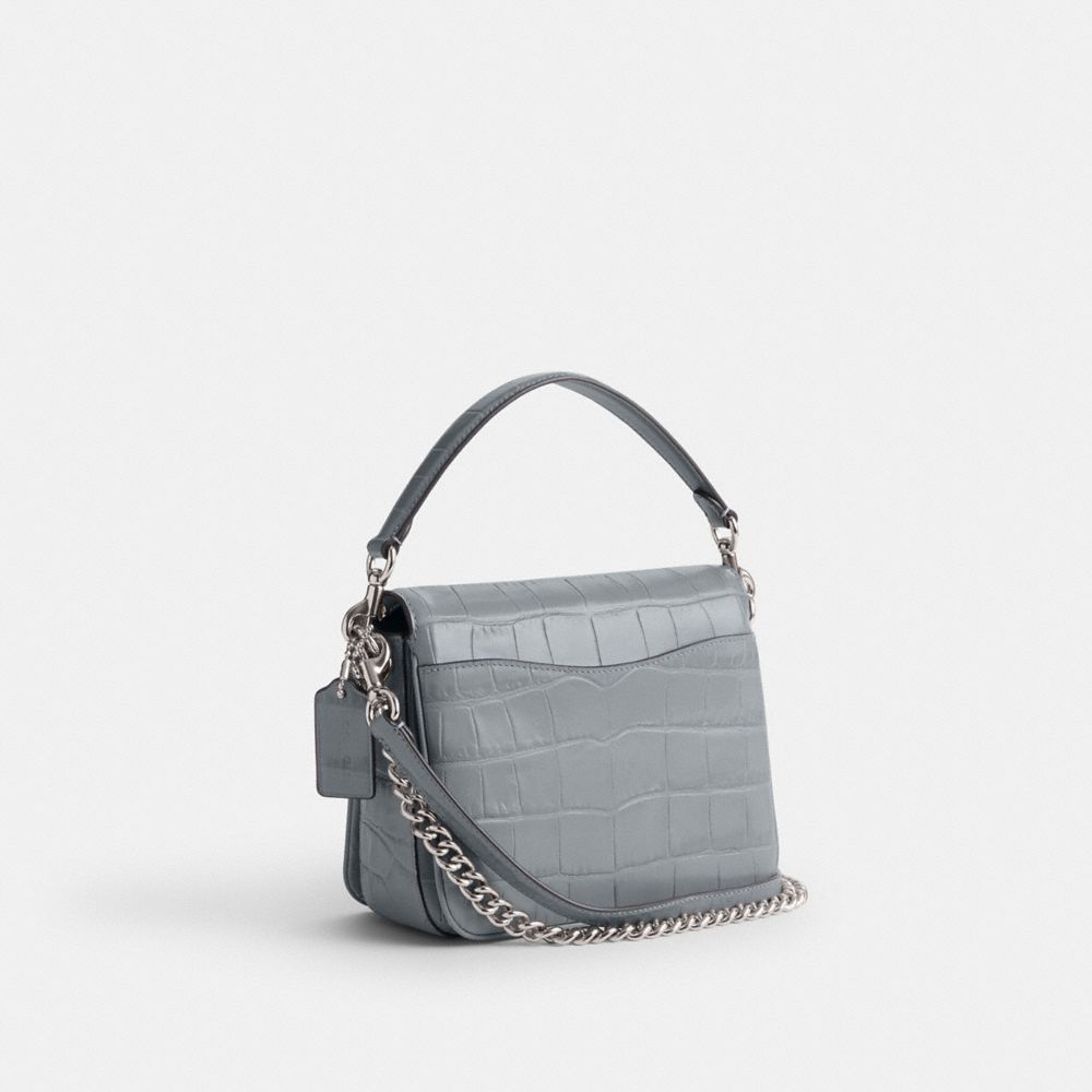 Women Coach Cassie 19 Croc Embossed Leather Crossbody Bags Grey Blue | CA_CH38739