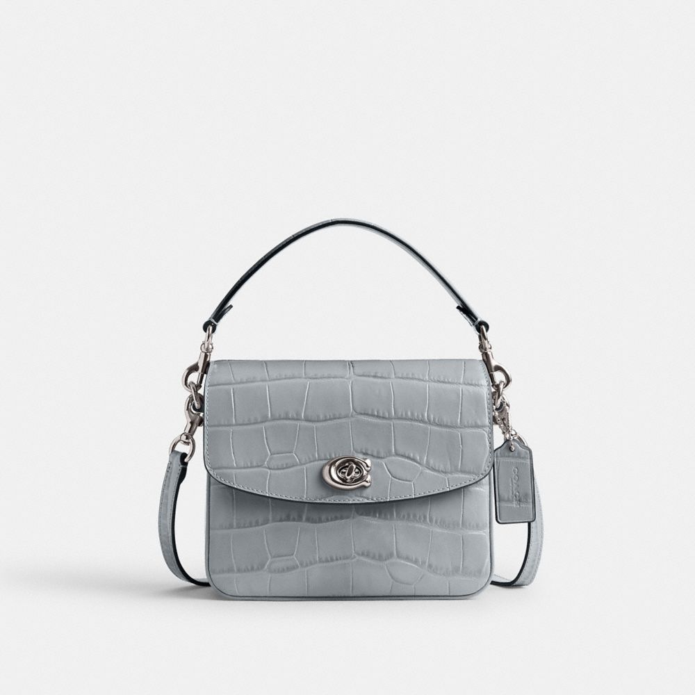 Women Coach Cassie 19 Croc Embossed Leather Crossbody Bags Grey Blue | CA_CH38739