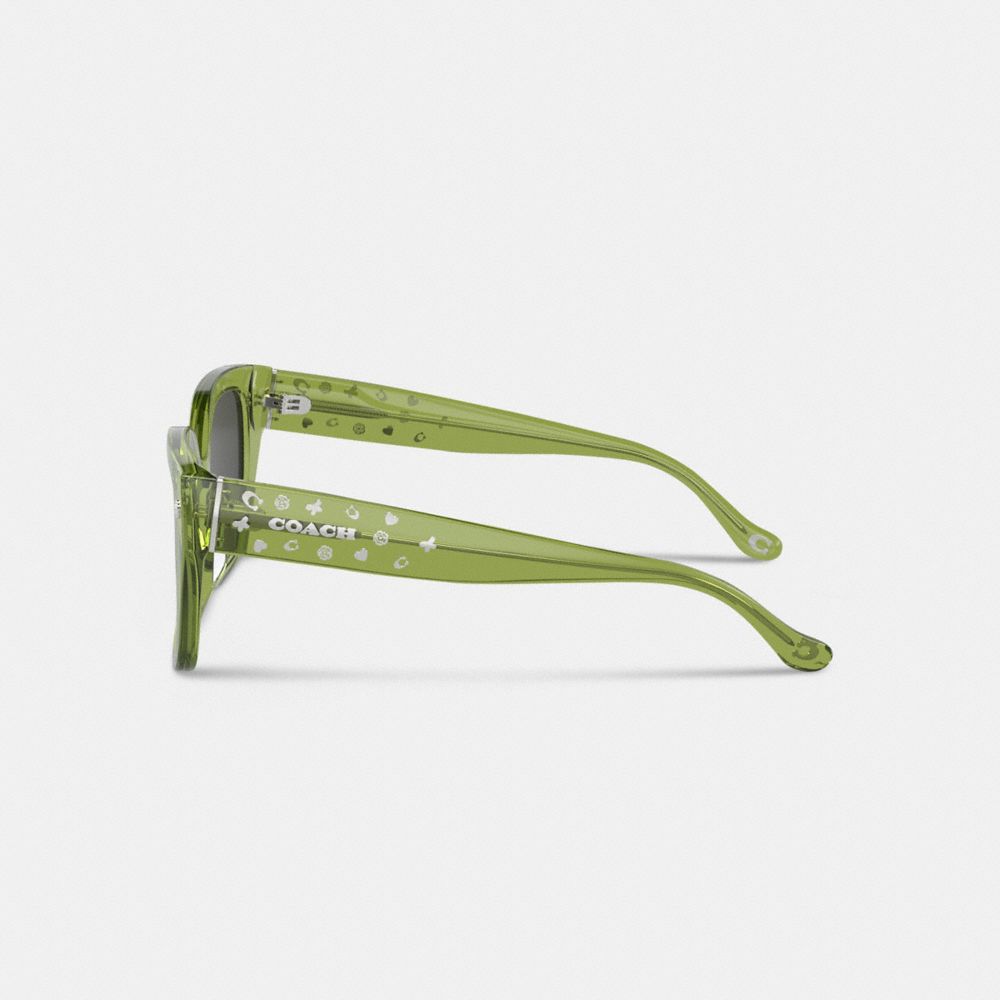 Women Coach Charms Oversized Square Sunglasses Green | CA_CH97415