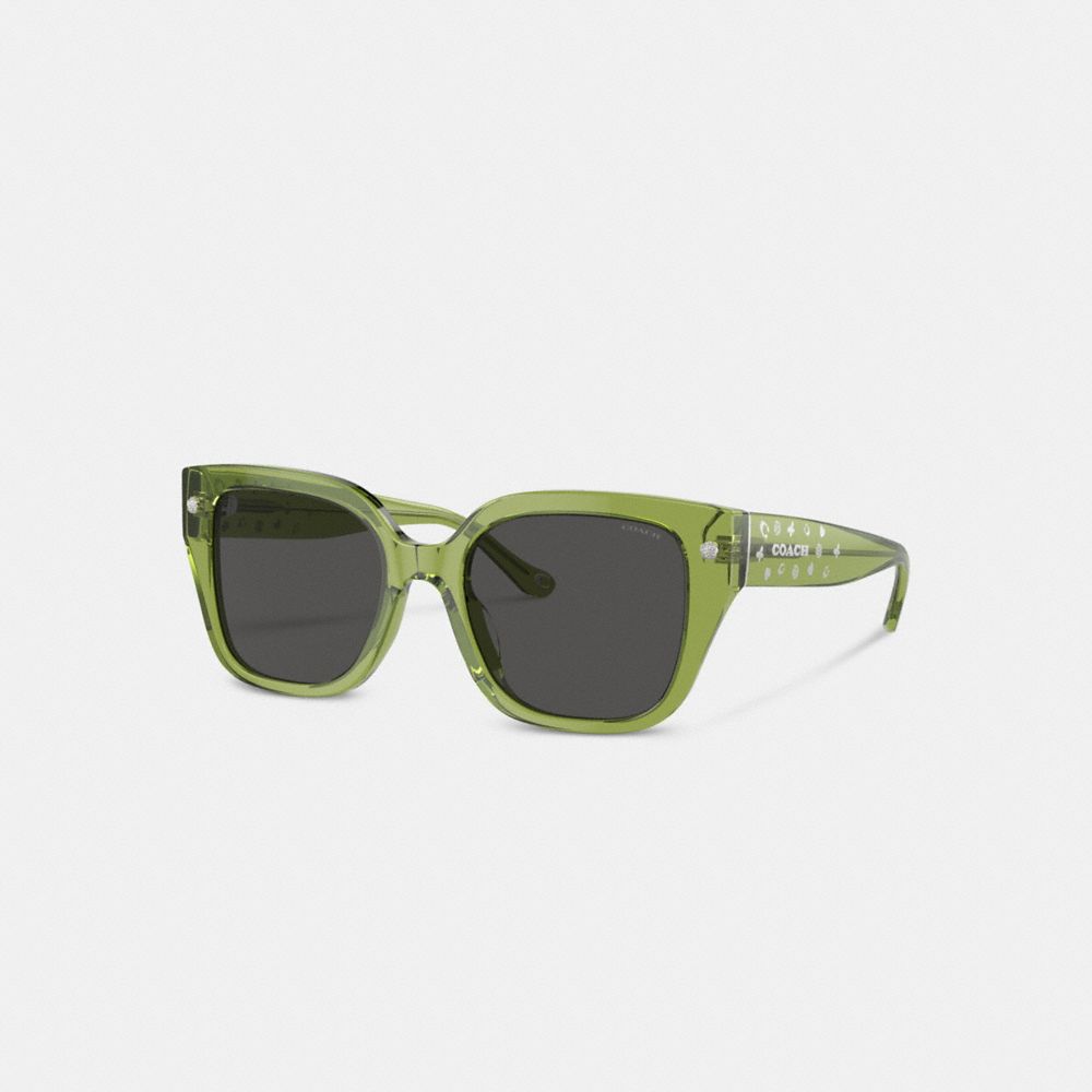 Women Coach Charms Oversized Square Sunglasses Green | CA_CH97415