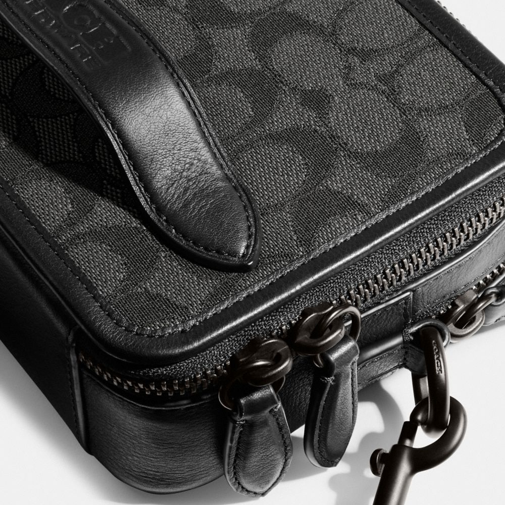 Women Coach Charter In Signature Jacquard Crossbody Bags Black | CA_CH89064