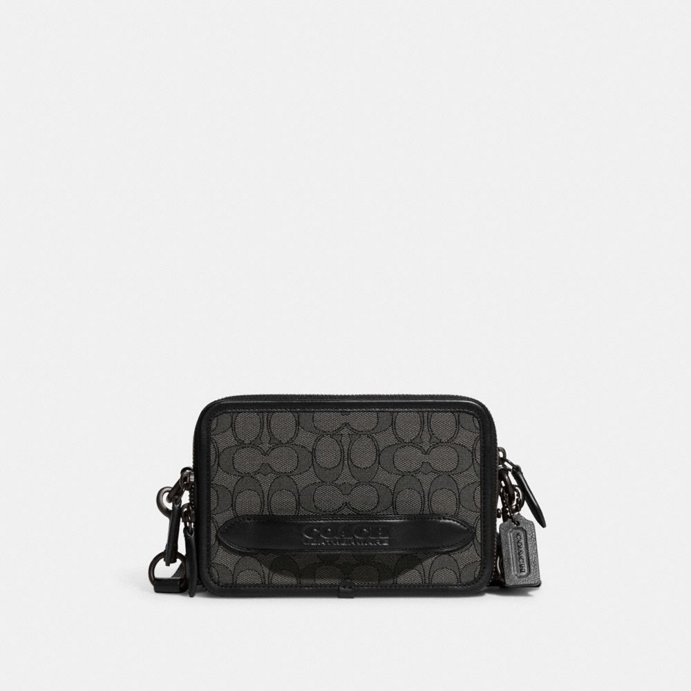 Women Coach Charter In Signature Jacquard Crossbody Bags Black | CA_CH89064