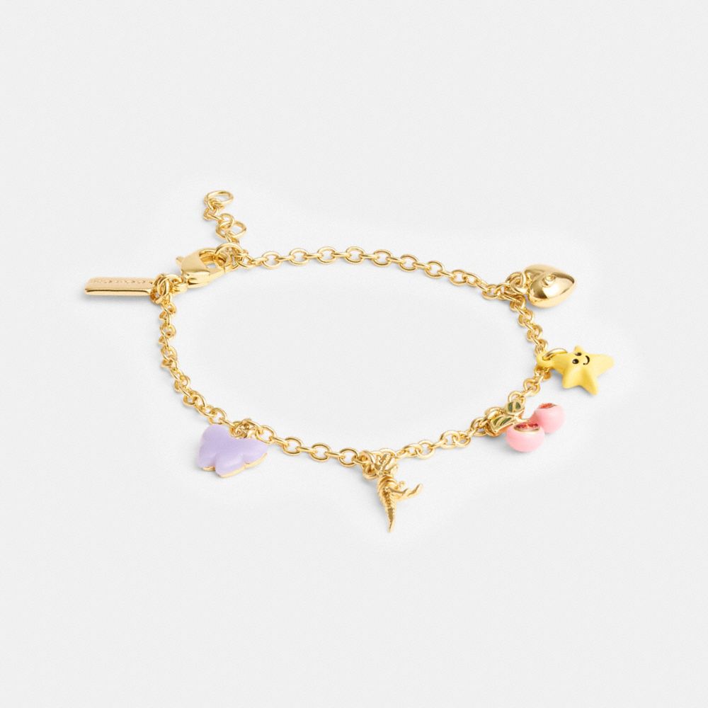 Women Coach Cherry And Heart Charm Bracelets Gold | CA_CH70879