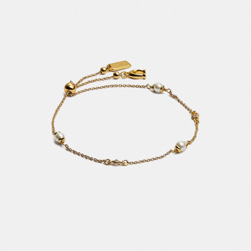 Women Coach Classic Crystal Pearl Slider Bracelets Gold | CA_CH61947