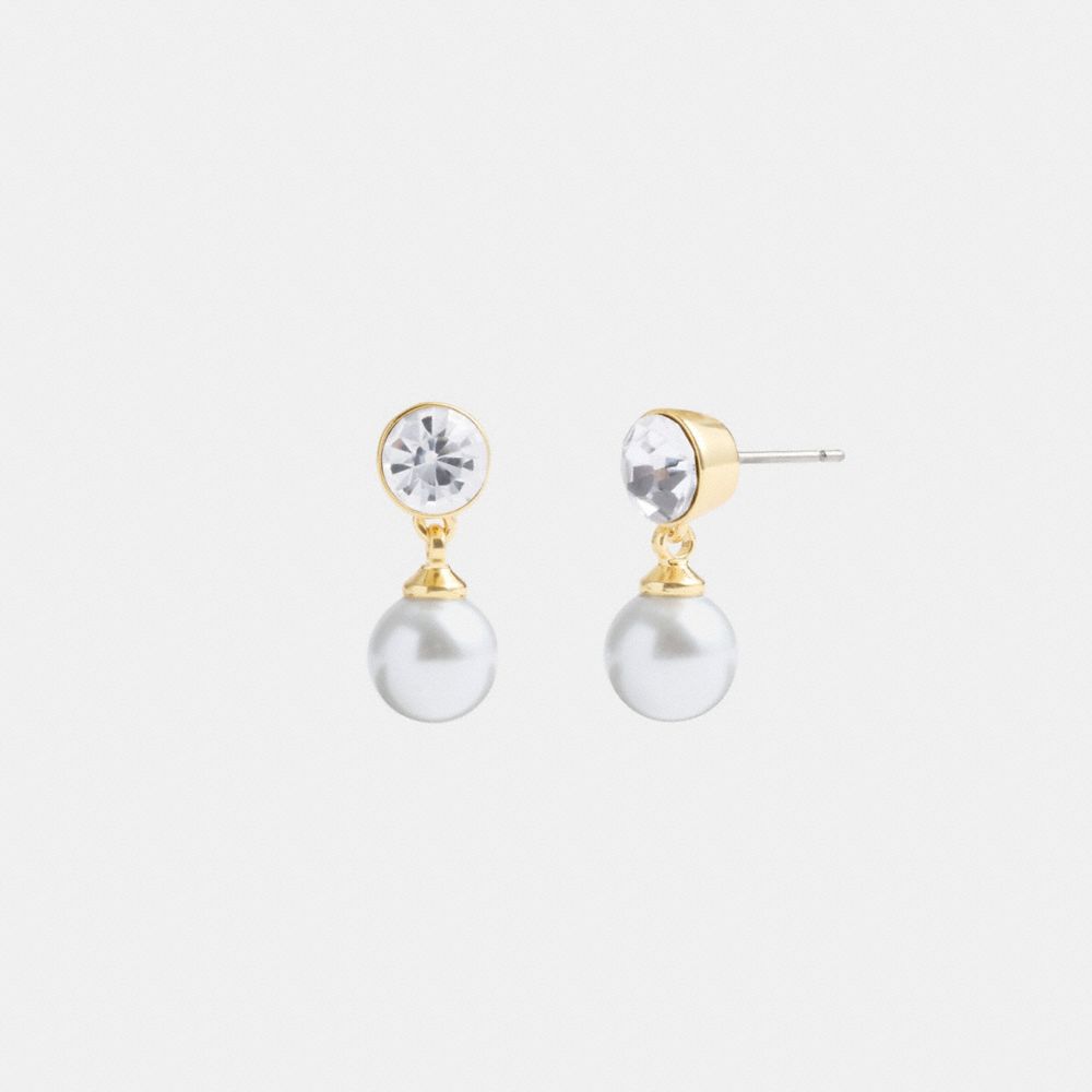 Women Coach Classic Pearl Drop Earrings Gold | CA_CH42611