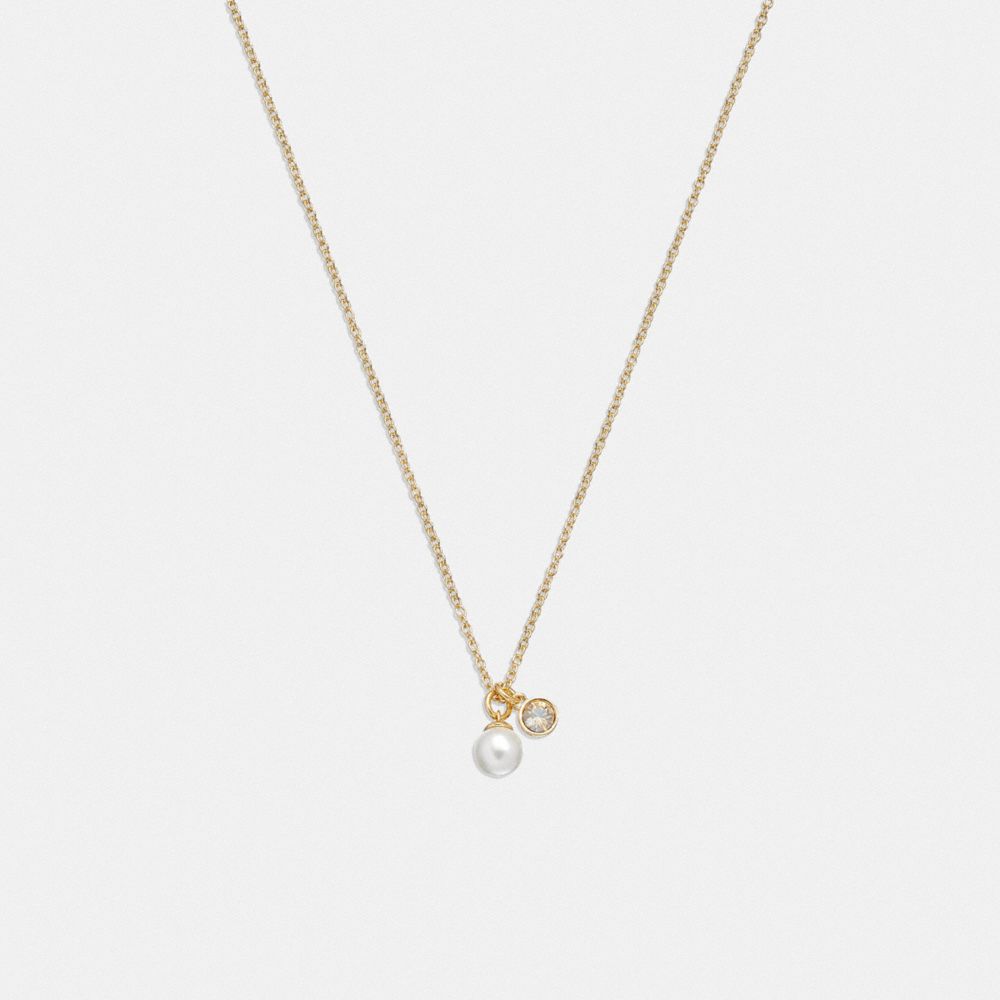 Women Coach Classic Pearl Pendant Necklace Gold | CA_CH40976