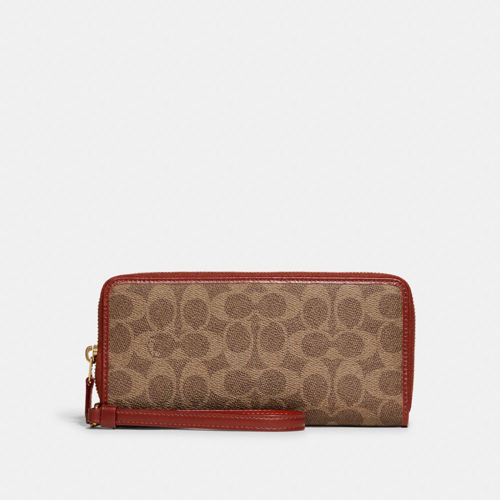 Women Coach Continental In Signature Large Wallets Brown / Red | CA_CH84175