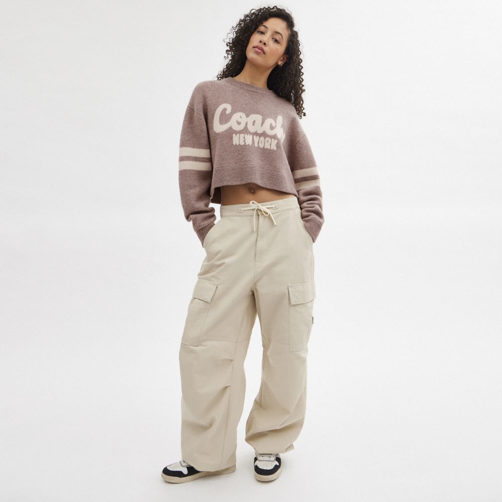 Women Coach Cropped Sweaters Pink | CA_CH89682