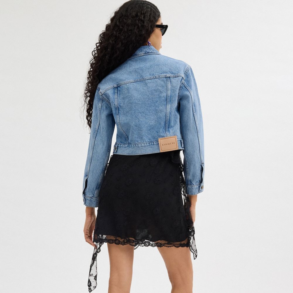 Women Coach Denim Crop In Organic Cotton Jackets Blue | CA_CH14135