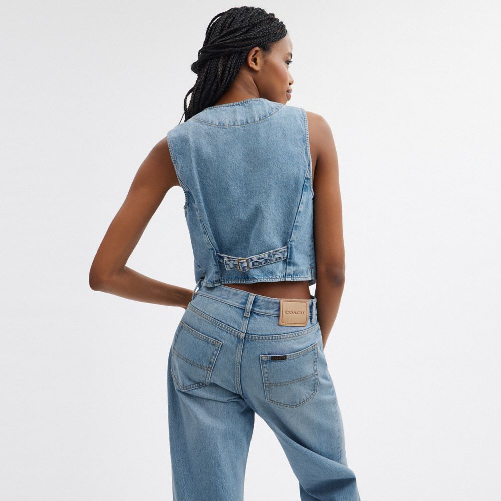 Women Coach Denim In Organic Cotton Tops Blue | CA_CH95637