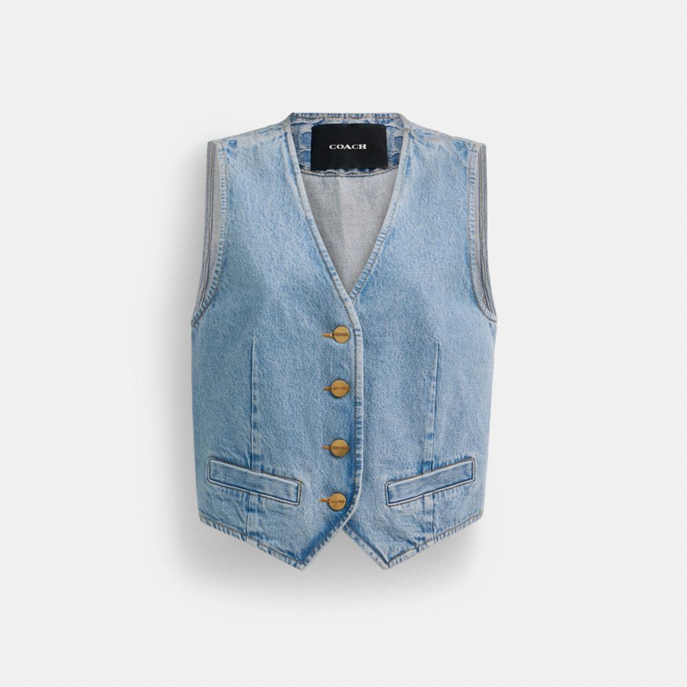 Women Coach Denim In Organic Cotton Tops Blue | CA_CH95637