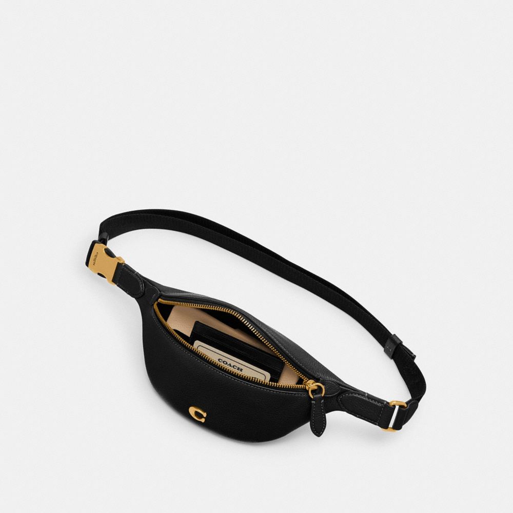 Women Coach Essential Belt Brass Belt Bags Black | CA_CH85742