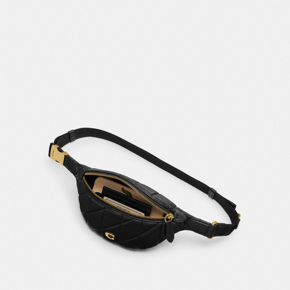 Women Coach Essential Belt With Pillow Quilting Brass Belt Bags Black | CA_CH91983